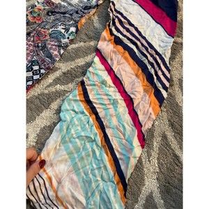 Reversible Multicolored Rainbow Striped Patterned Scarf